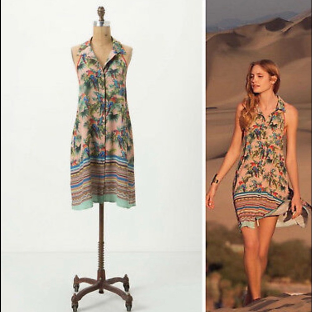 Anthropology Dream Daily Parrot shirt dress 🦜
